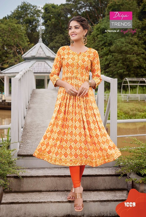 Kajal Colour Flair 1 Fancy Wear Embroidery Kurti Collection